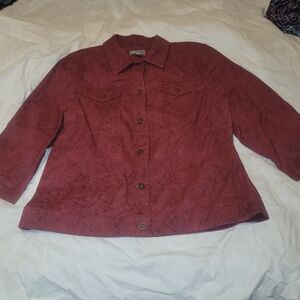 Chico's Textured Burgundy Jean Jacket